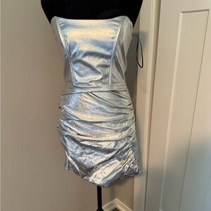 New Superdown Arlo Metallic Corset Mini Dress Small
